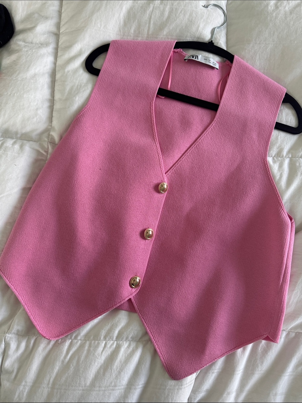 Zara Bubblegum Pink Tailored Button Vest